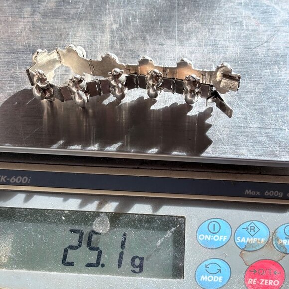 VTG Sterling Silver 925 Puffed Design Panel Link Bracelet Size 7.75" Length - Picture 11 of 11